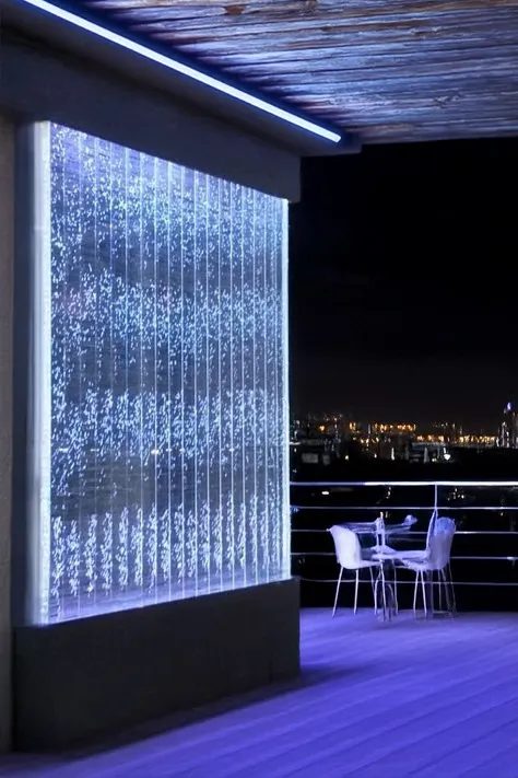 Water bubble wall customized to fit a background/elevation of business